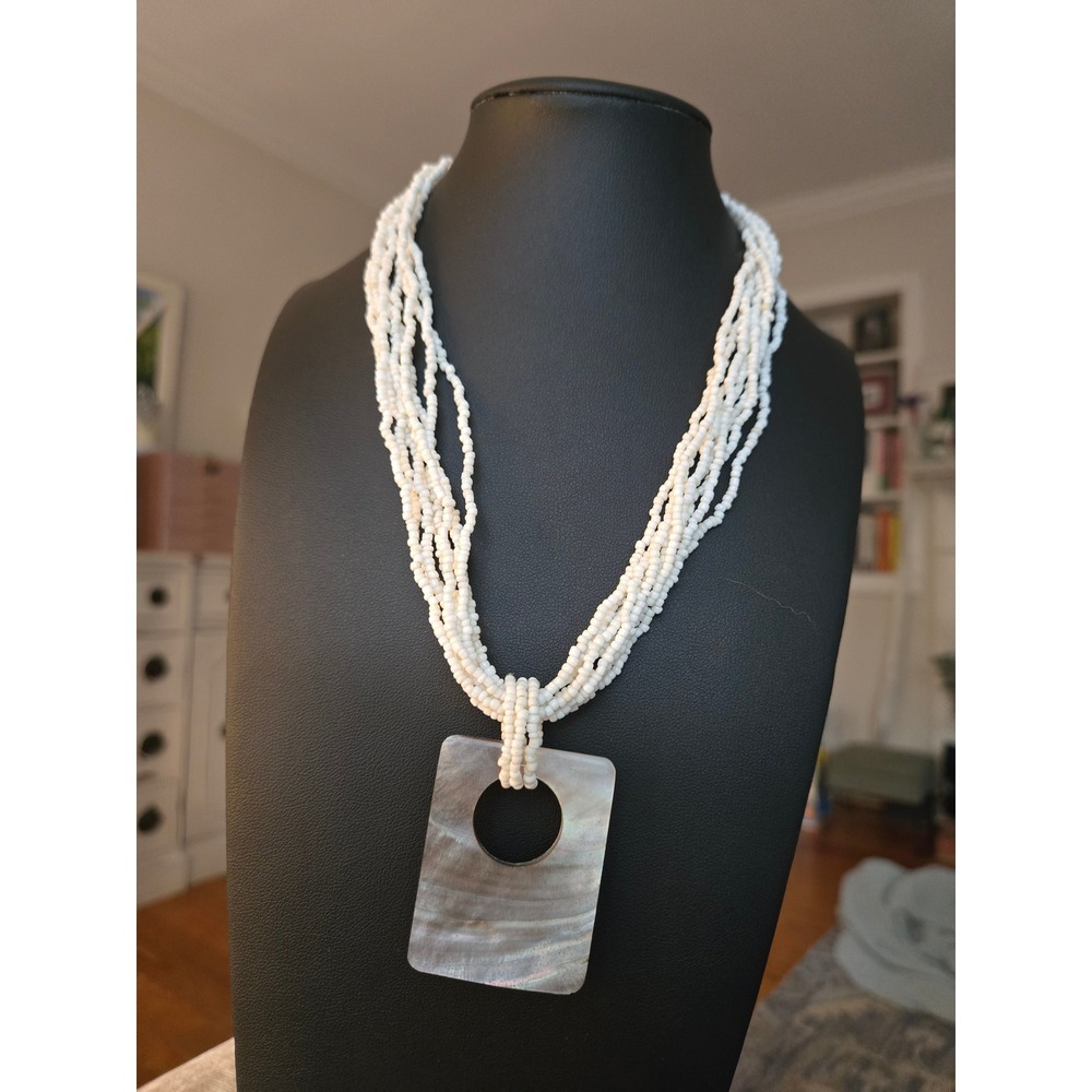 Mother of Pearl Multistrand Beaded Necklace Vintage